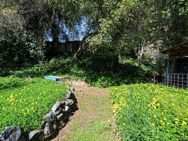 view of yard featuring fence