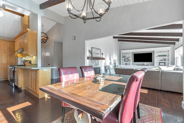 dining area featuring a healthy amount of sunlight, baseboards, a notable chandelier, and wood-type flooring