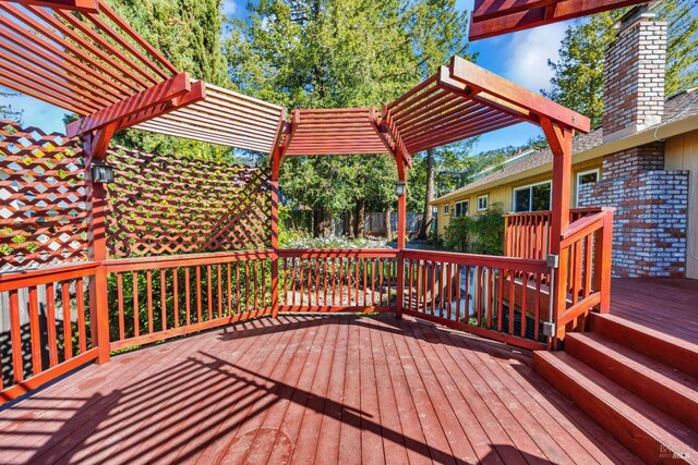 wooden terrace with a pergola