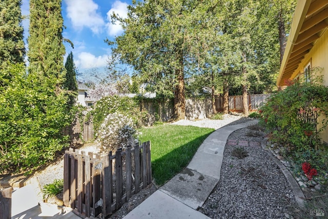 view of yard with a fenced backyard