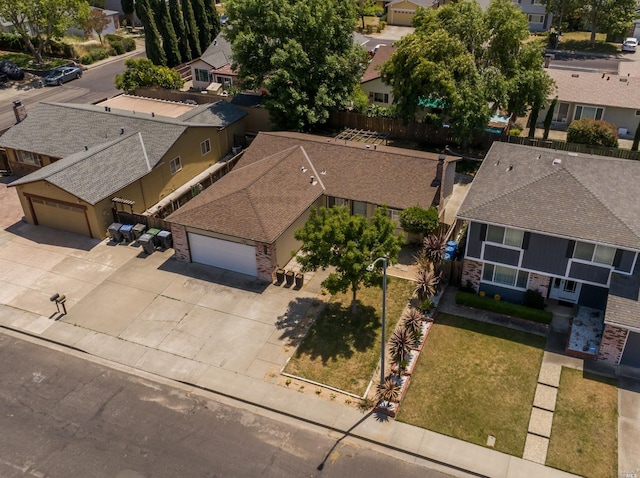 aerial view with a residential view