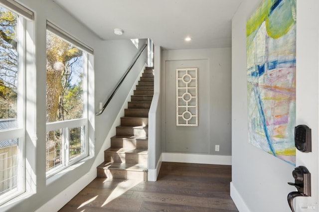 3292 Holland Dr, Santa Rosa, CA 95404 - stairs with recessed lighting, baseboards, and wood finished floors