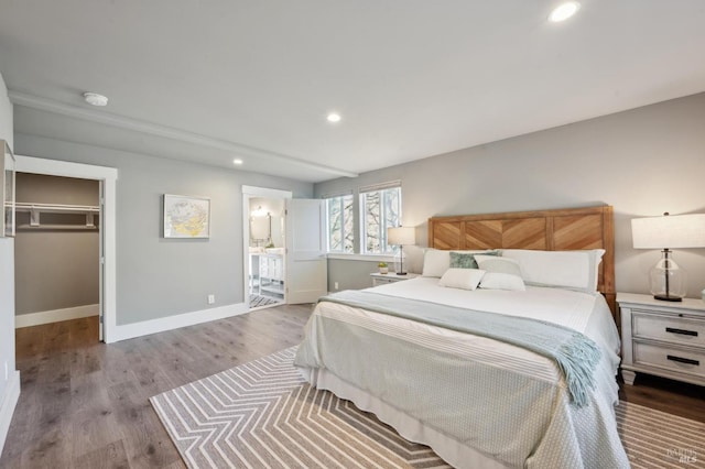 3292 Holland Dr, Santa Rosa, CA 95404 - bedroom featuring wood finished floors, baseboards, recessed lighting, a spacious closet, and a closet