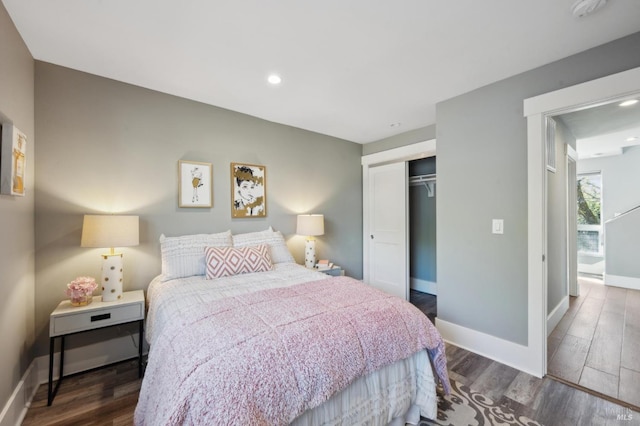 3292 Holland Dr, Santa Rosa, CA 95404 - bedroom with dark wood finished floors, recessed lighting, baseboards, and a closet