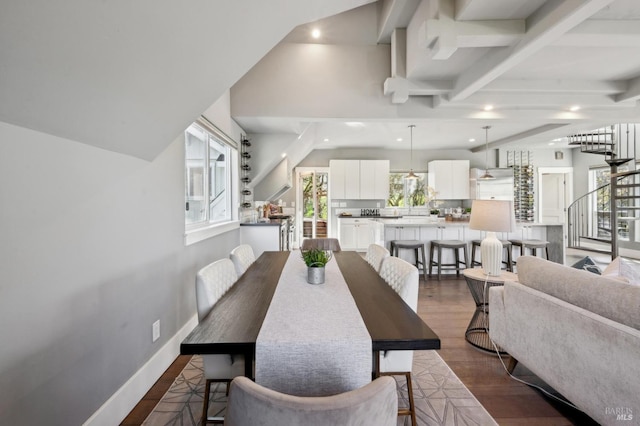 3292 Holland Dr, Santa Rosa, CA 95404 - dining space with recessed lighting, stairway, baseboards, and dark wood finished floors