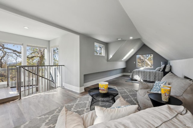 3292 Holland Dr, Santa Rosa, CA 95404 - interior space featuring lofted ceiling, wood finished floors, baseboards, and a healthy amount of sunlight