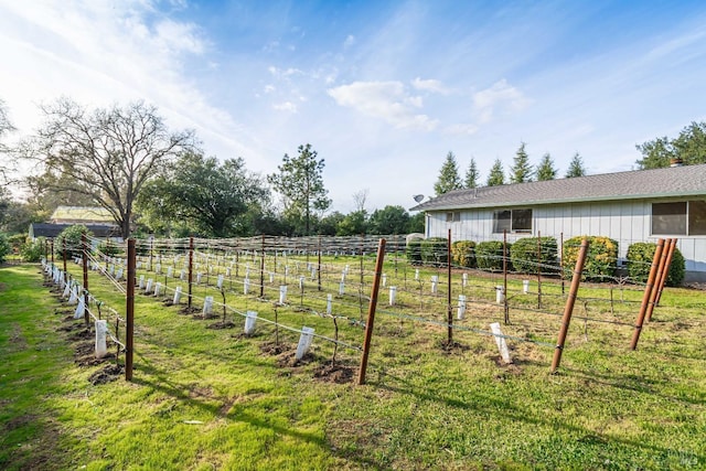 view of yard featuring fence