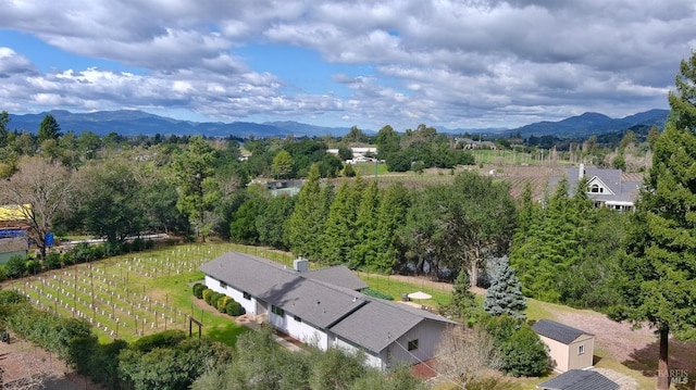 aerial view with a mountain view