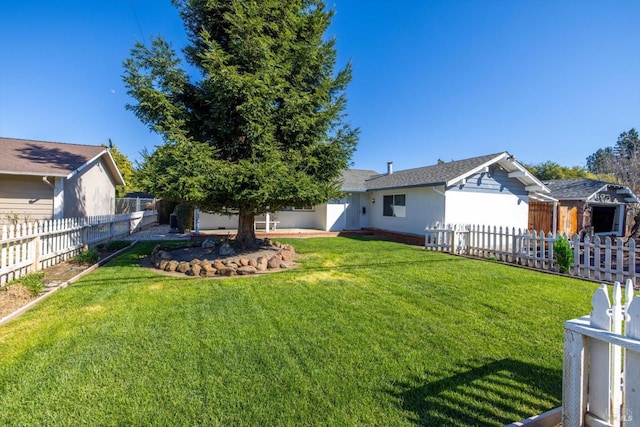 view of yard with a fenced backyard