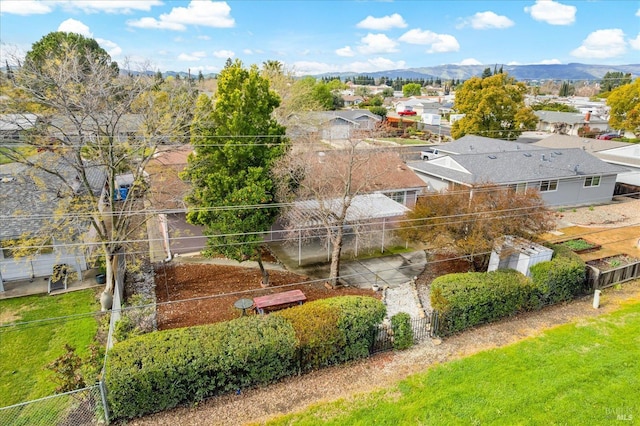 bird's eye view with a mountain view and a residential view