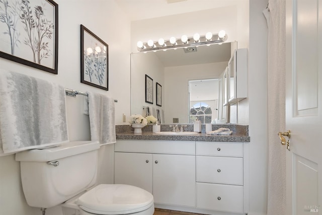 bathroom with toilet and vanity