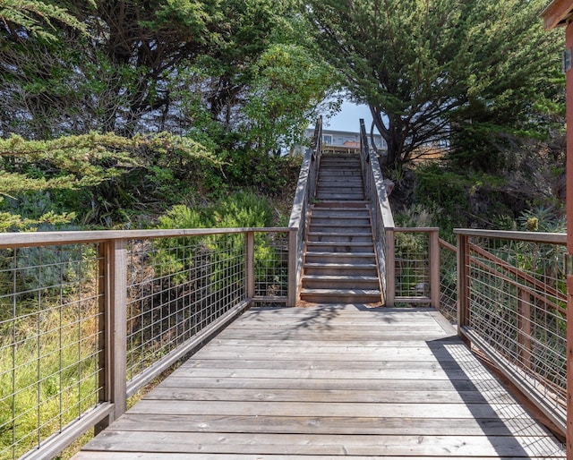 wooden terrace with stairway