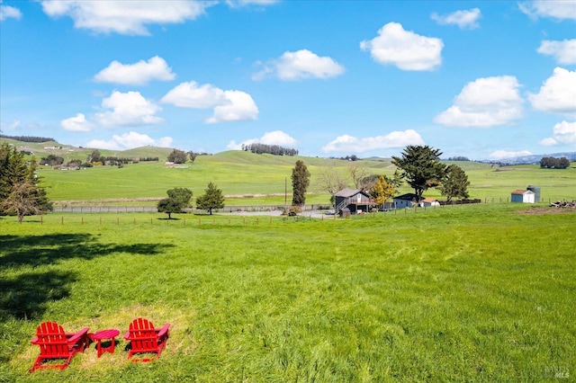 view of yard with a rural view