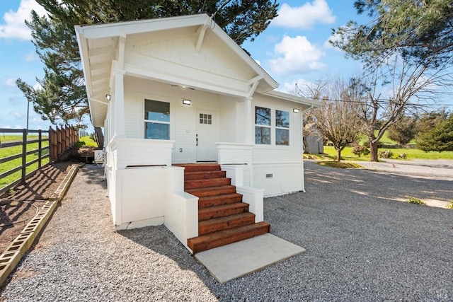 bungalow with crawl space and fence