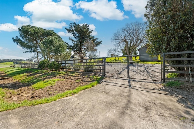 view of gate with fence