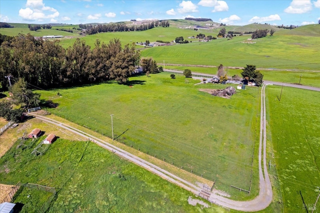 drone / aerial view with a rural view