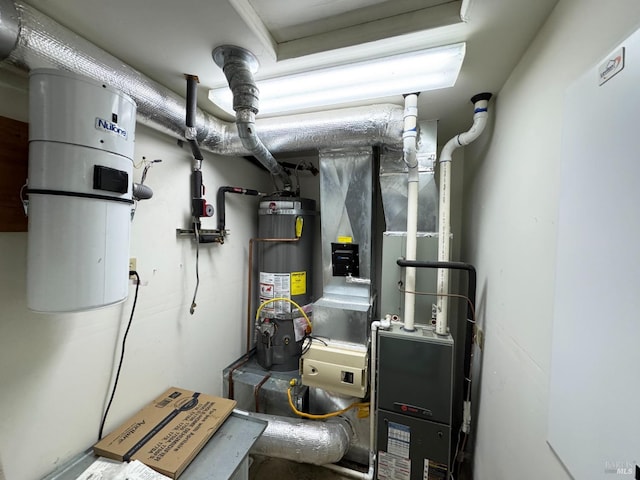 utility room with water heater