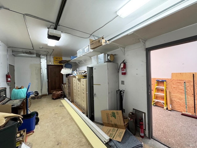 garage with a garage door opener