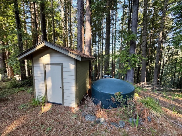 view of shed