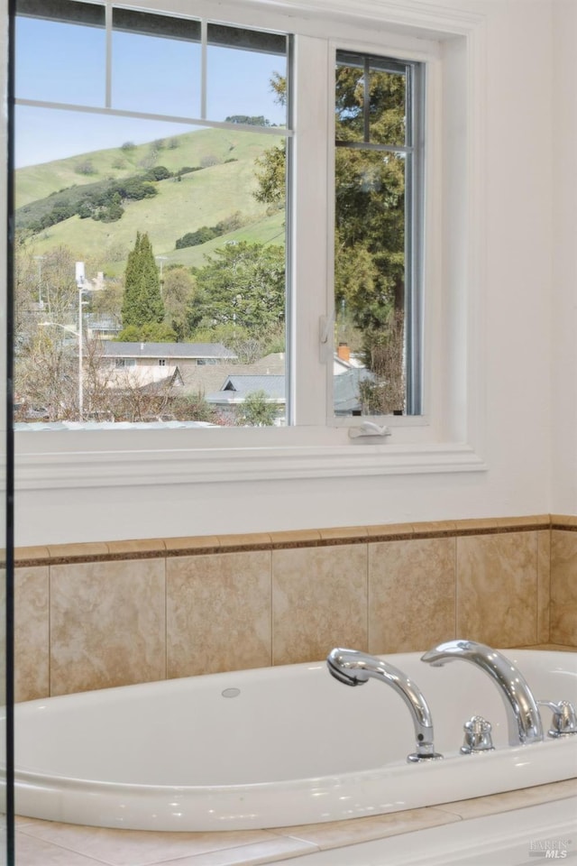 bathroom featuring a bath and plenty of natural light