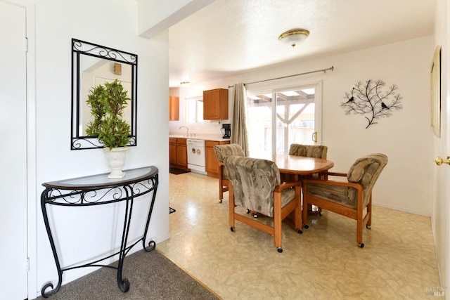 dining area with light floors