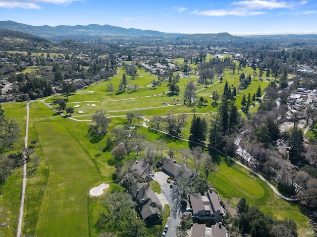 birds eye view of property with a mountain view