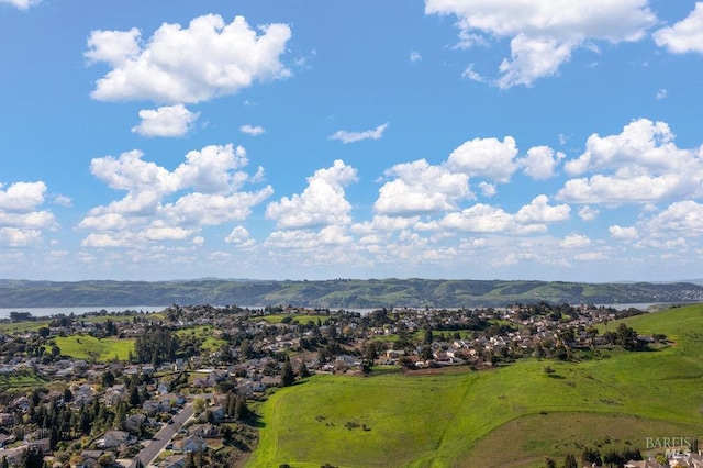 birds eye view of property with a mountain view