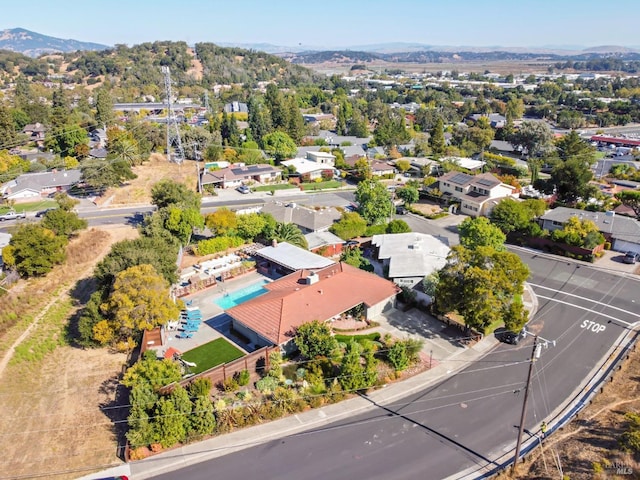 bird's eye view with a mountain view