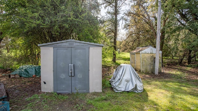 view of shed