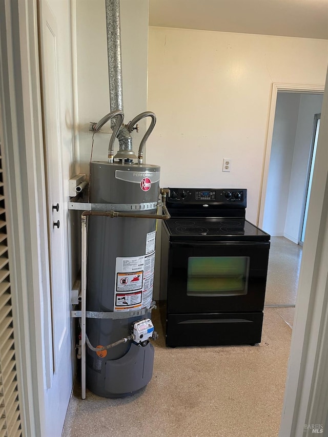 utility room featuring strapped water heater