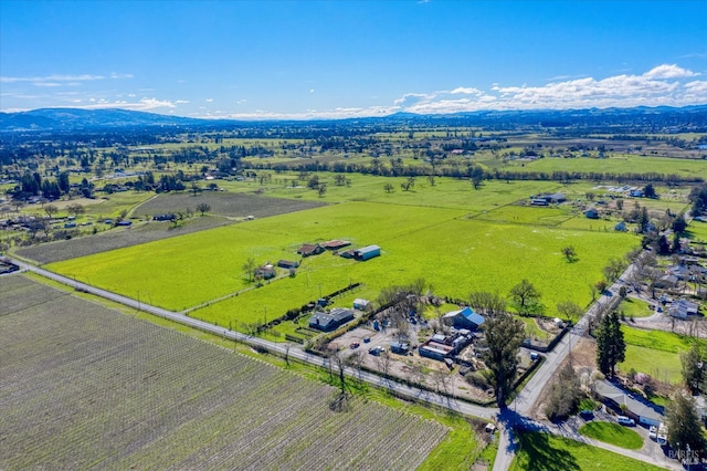 aerial view with a mountain view and a rural view