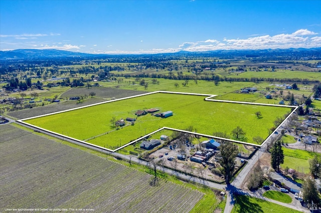 birds eye view of property with a rural view