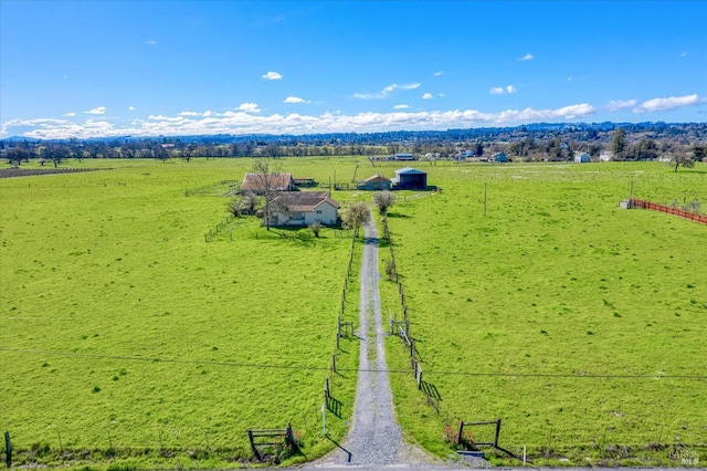 aerial view with a rural view