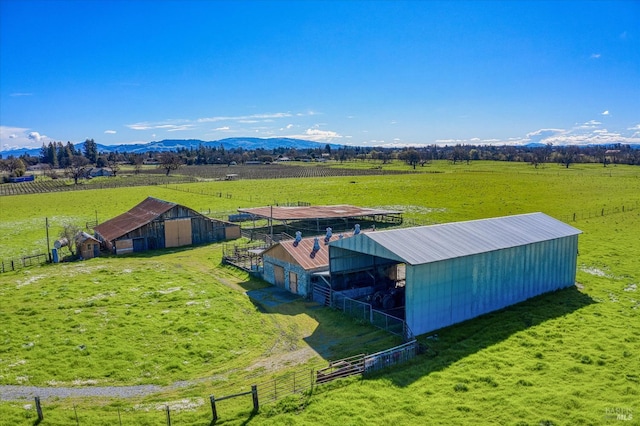 aerial view with a rural view and a mountain view