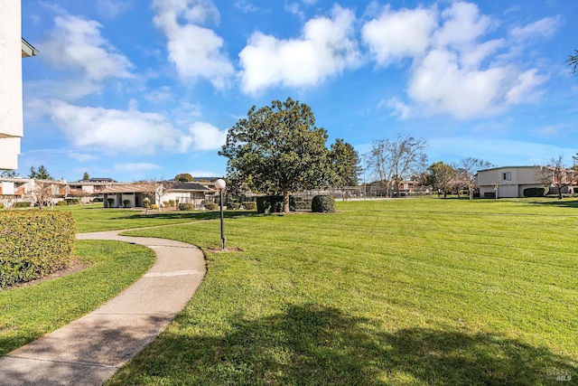 view of home's community featuring a residential view and a lawn