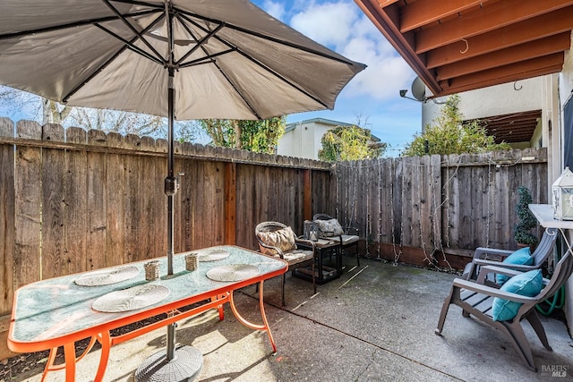 view of patio featuring a fenced backyard