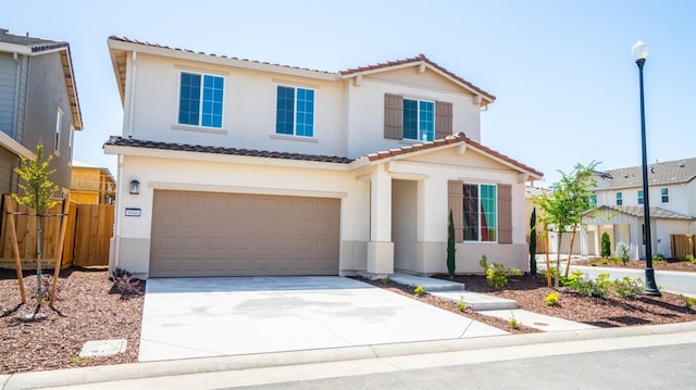 4040 Molten Creek Way, Roseville, CA 95747 - view of front of property featuring a tile roof, a garage, stucco siding, and driveway