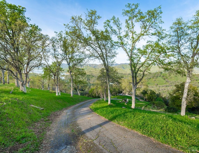 view of road with a mountain view