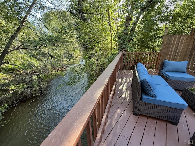 1133 Eggleston St, Napa, CA 94559 - deck featuring an outdoor living space and a water view