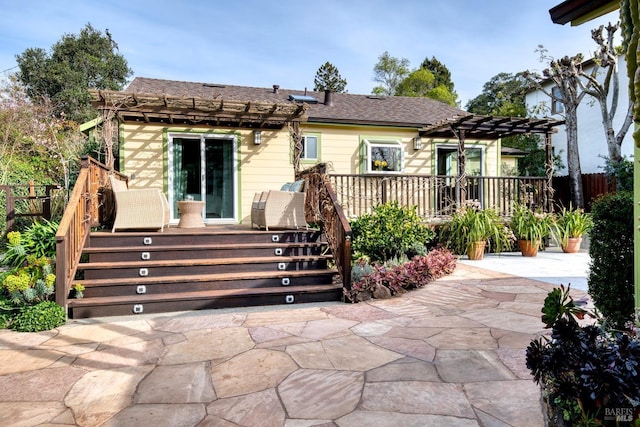 29 Shell Rd, Mill Valley, CA 94941 - rear view of property featuring a pergola, a wooden deck, and a patio area