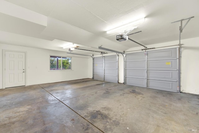 garage with a garage door opener