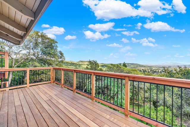 deck with a mountain view