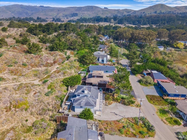 birds eye view of property with a mountain view