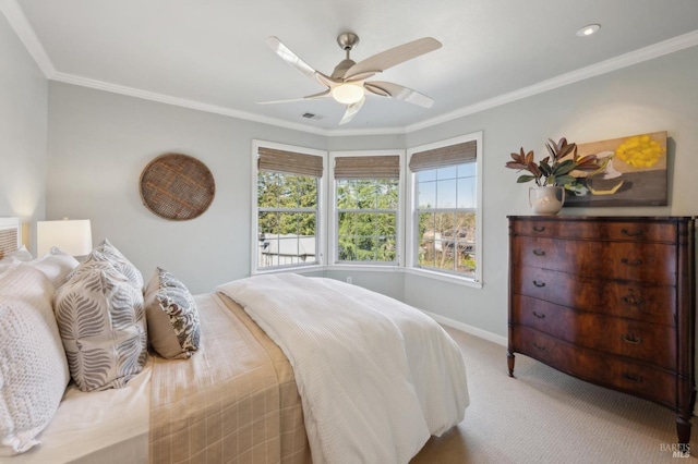 15 Kingswood Dr, Petaluma, CA 94952 - bedroom with carpet, ornamental molding, and a ceiling fan