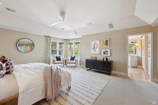 15 Kingswood Dr, Petaluma, CA 94952 - bedroom with light colored carpet, multiple windows, and ensuite bath