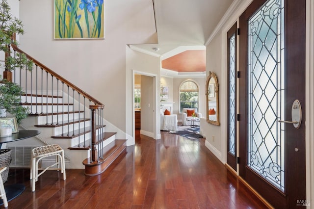 15 Kingswood Dr, Petaluma, CA 94952 - entryway featuring hardwood / wood-style flooring, crown molding, and stairway