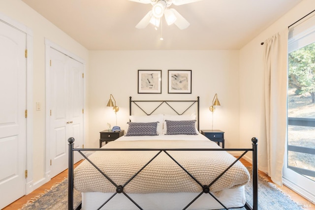 bedroom featuring light wood finished floors