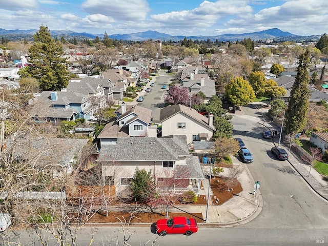 aerial view with a residential view and a mountain view