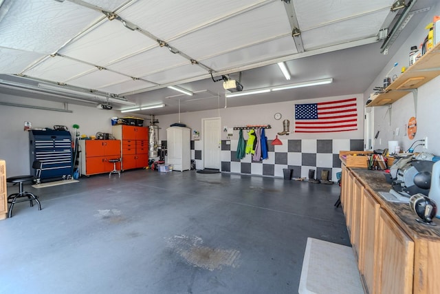 garage with a garage door opener