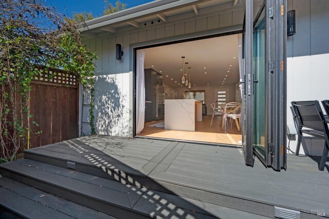 wooden terrace with fence